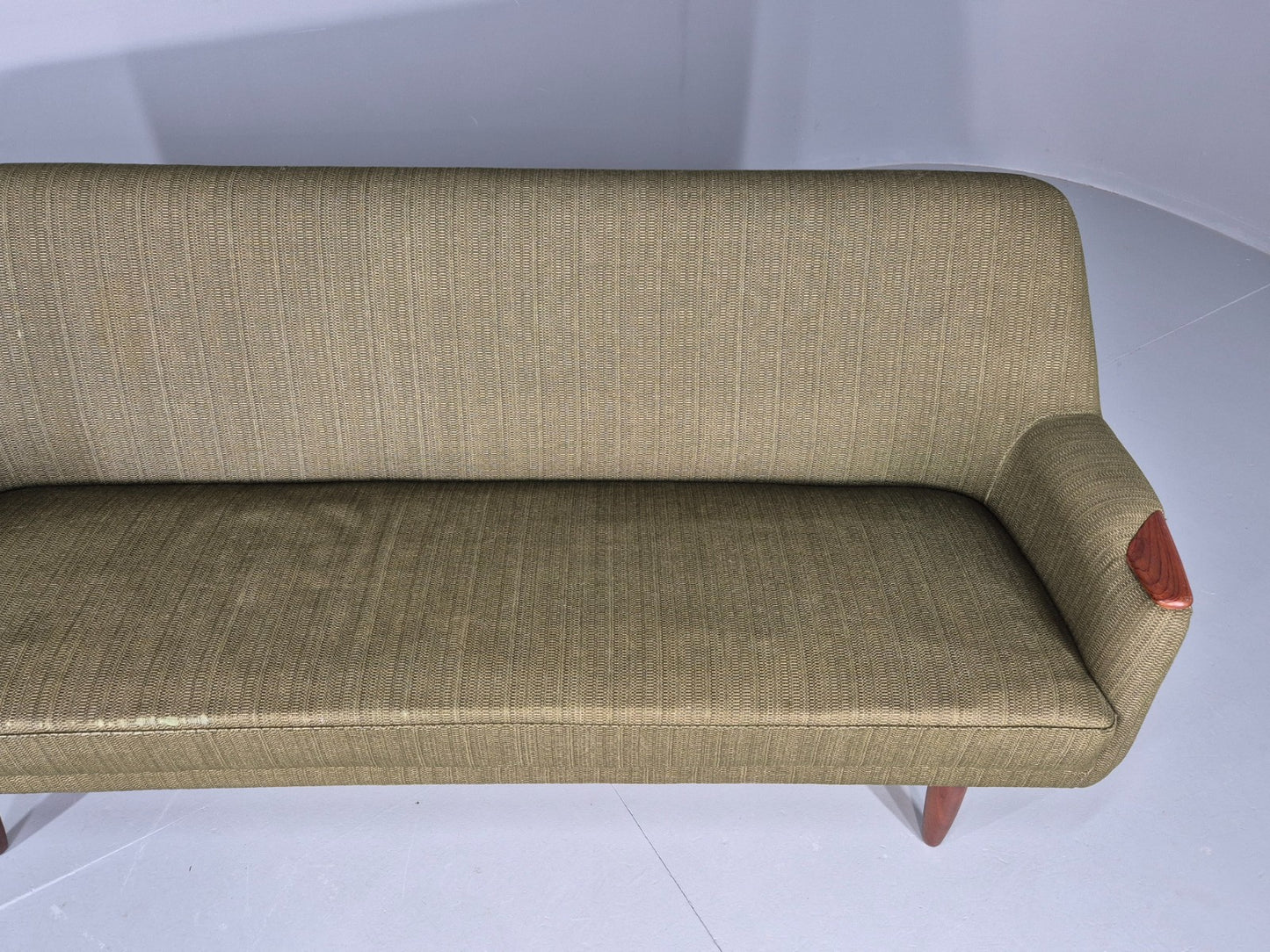 Vintage 3 Seater Thams Sofa Mid Century Green Wool Teak Paws 1960s Retro EB12390