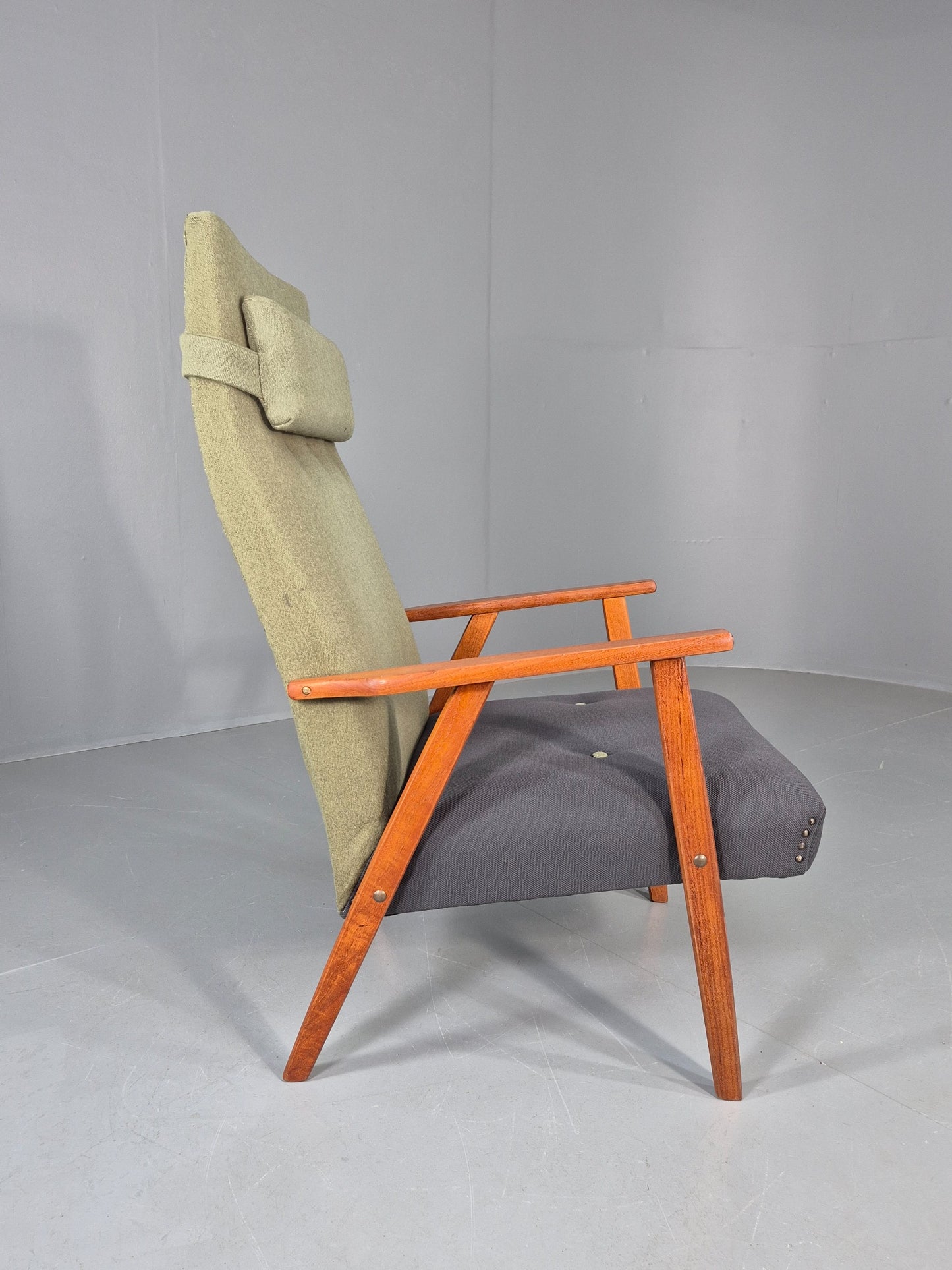 Vintage Mid Century Danish Lounge Chair Teak Frame High Back 1960s Retro EB12125