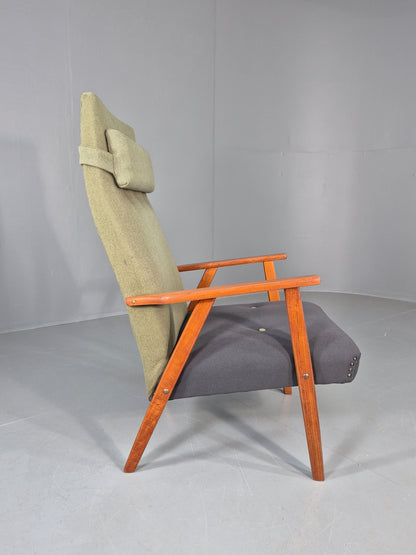 Vintage Mid Century Danish Lounge Chair Teak Frame High Back 1960s Retro EB12125
