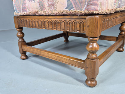 Vintage Ercol Cloisters Range Footstool Floral Cotton Upholstery EB12918