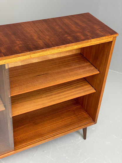Vintage 1960s Glazed Bookcase Walnut Mid Century Retro Adjustable EB12220