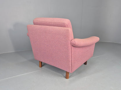 Vintage Danish Armchair Salmon Pink Wool 1960s Mid Century Retro EB12537