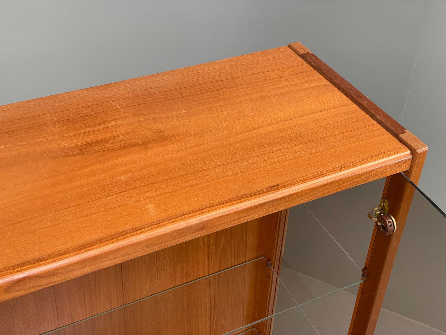Vintage 1960s Shelving Unit Glazed Solid Teak Turnidge Of London EB12207