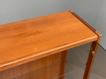 Vintage 1960s Shelving Unit Glazed Solid Teak Turnidge Of London EB12207
