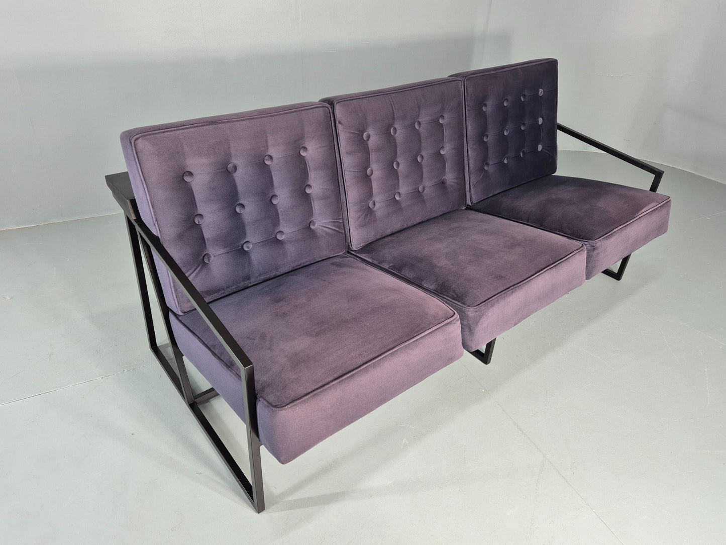 Vintage 3 Seater Sofa Modern Design Orange Box Lossit Purple Velvet EB12800