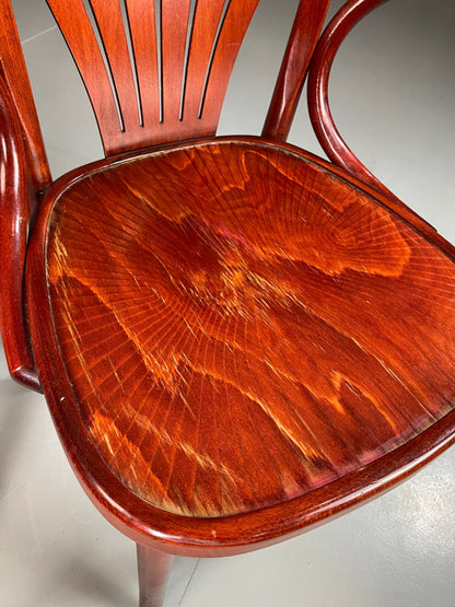 2 Bistro Chairs Thonet style Mahogany Colour Late Twentieth Century EB06253