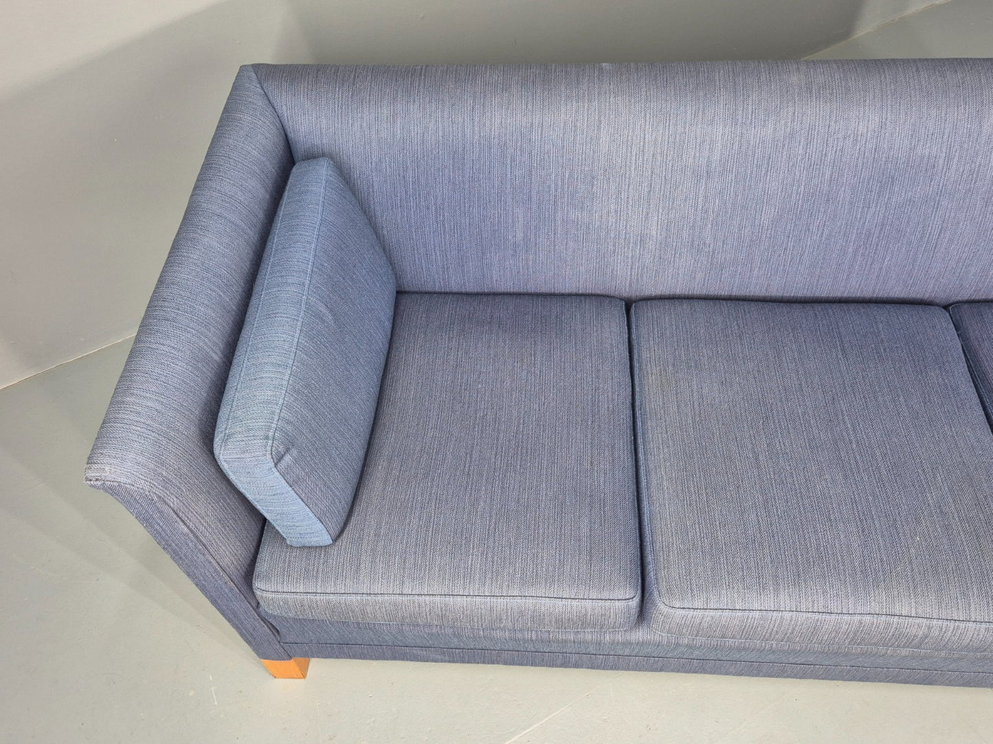 Vintage Danish Mid Century 3 Seater Sofa Original Blue Wool 1950s Retro EB12371