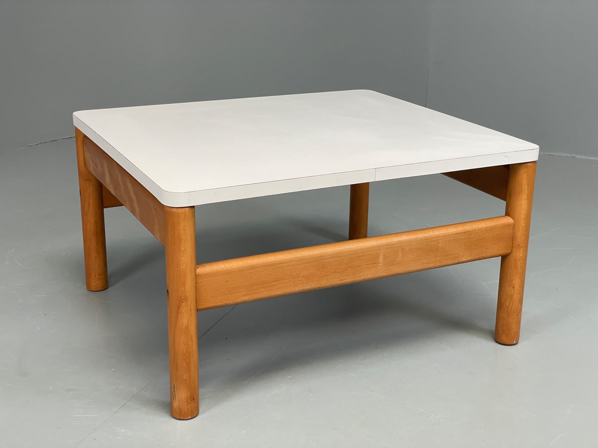 Vintage Formica Coffee Table Square White Beech 1970s Retro EB13114