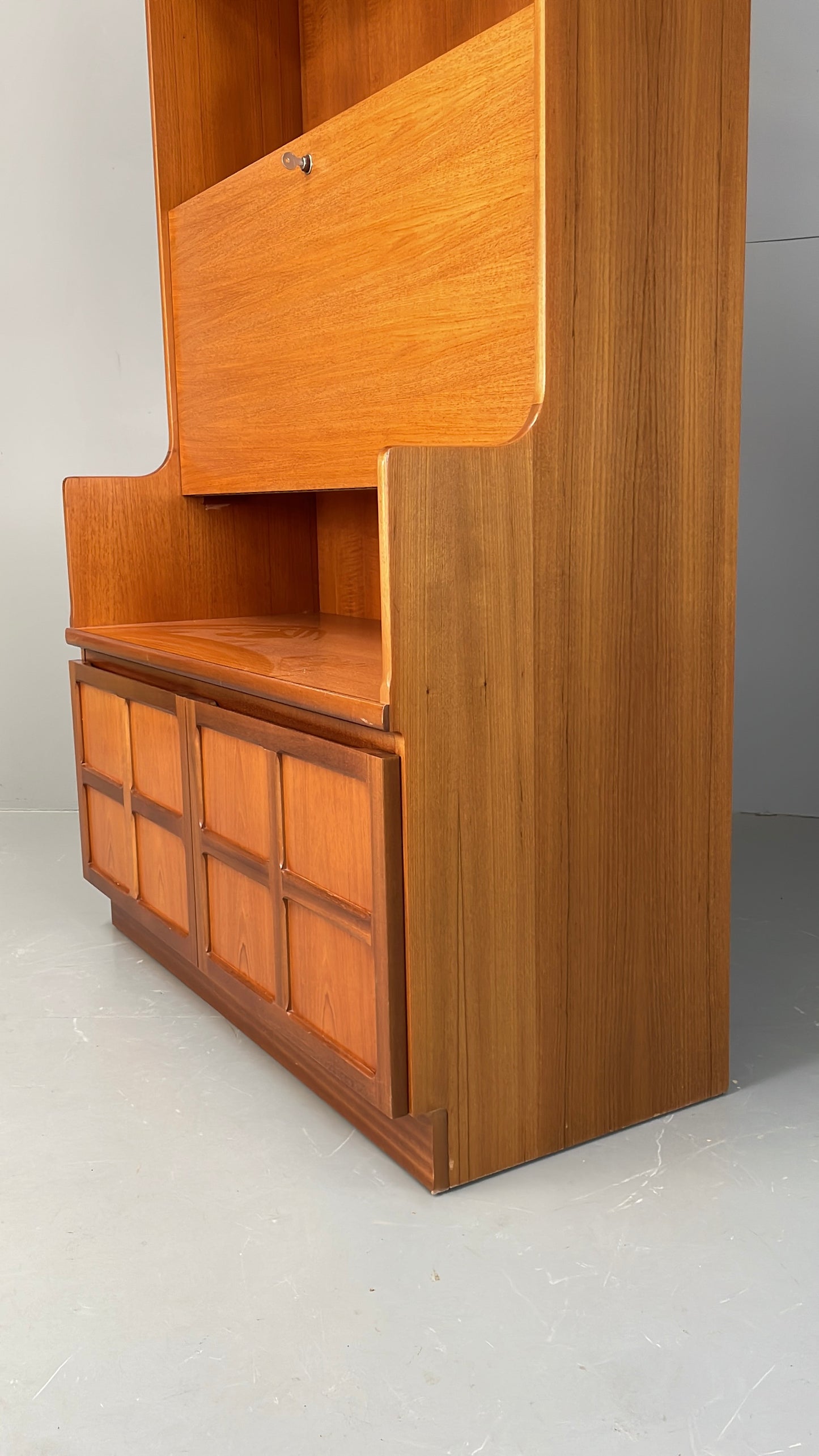 Vintage Nathan Wall Unit Teak Squares 1970s Retro Shelving Glazed EB11969