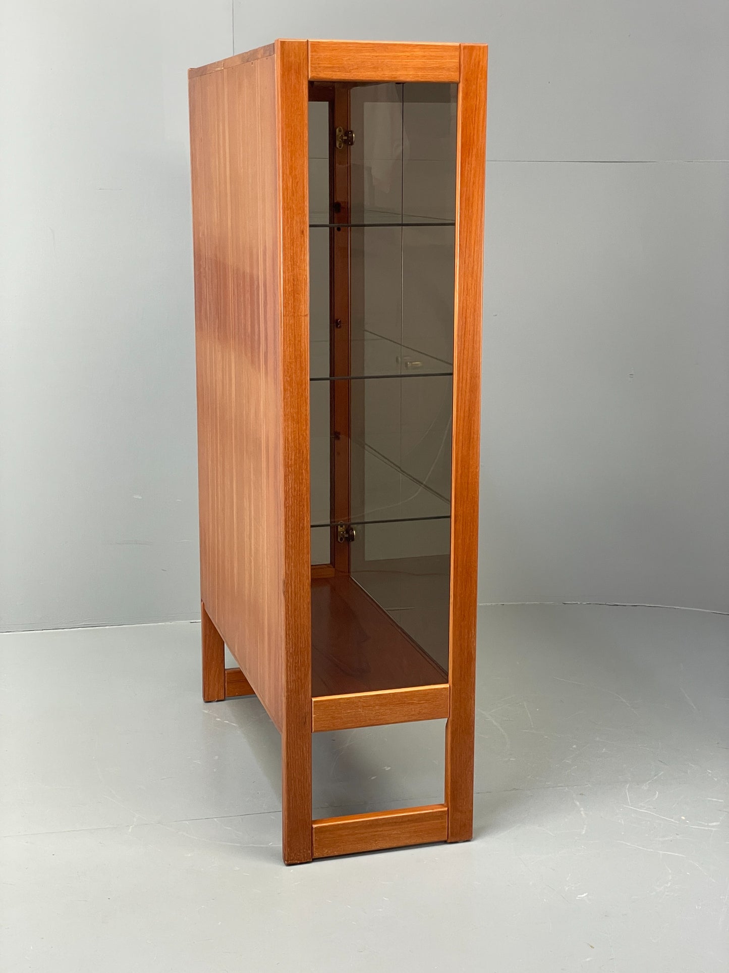 Vintage 1960s Shelving Unit Glazed Solid Teak Turnidge Of London EB12207