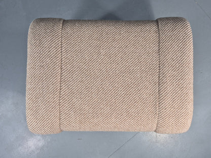 Vintage Mid Century Danish Footstool Teak Cream wool 1970s Retro EB12046