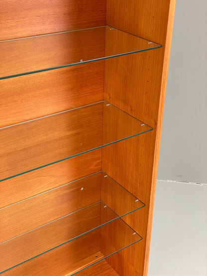 Vintage 1980s Teak Bookcase Beaver & Tapley Glass Shelves Retro Shelving EB12931