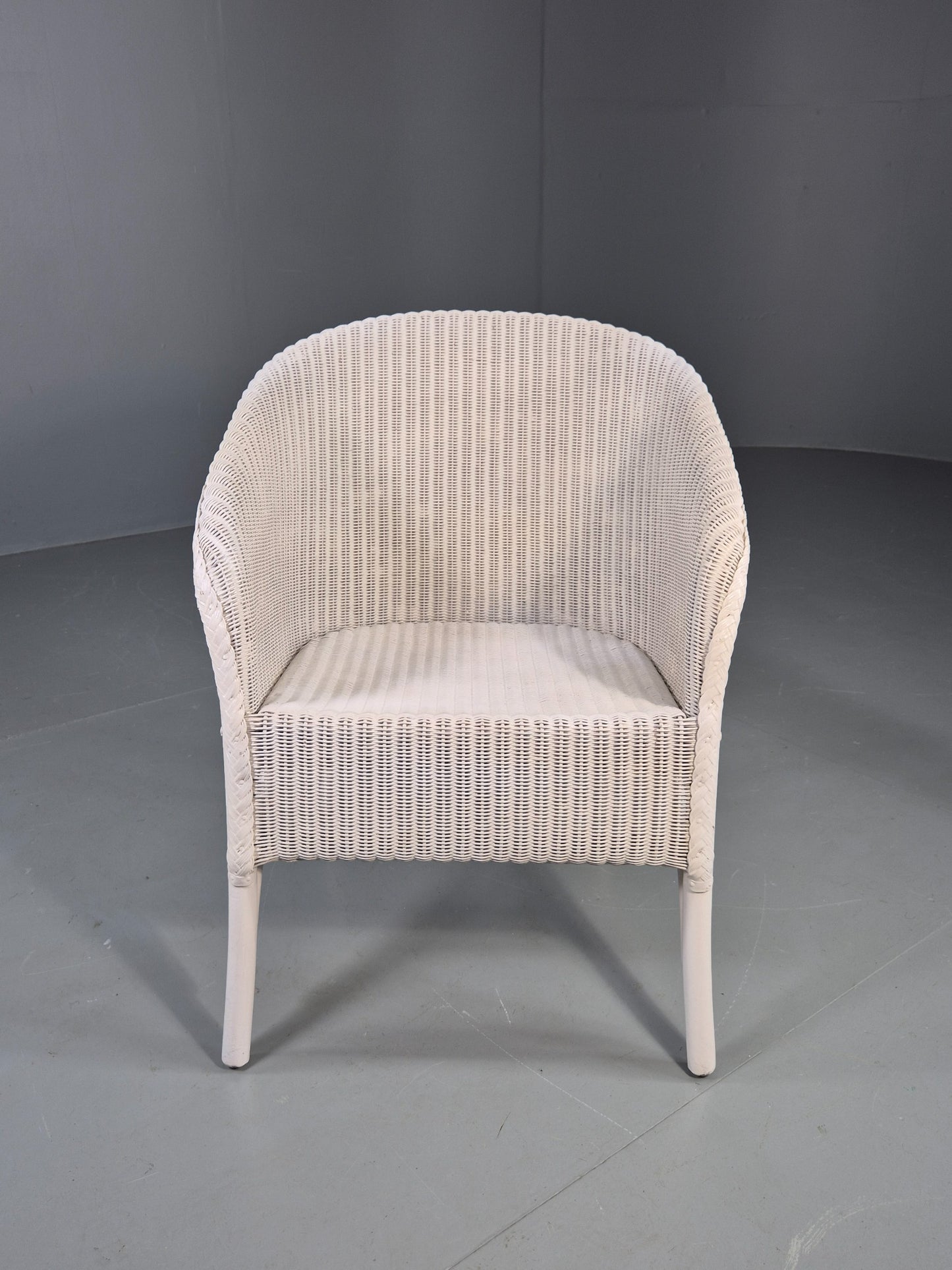 Vintage Lloyd Loom Tub Chair Lusty Brand white Painted 1930s Retro EB12548