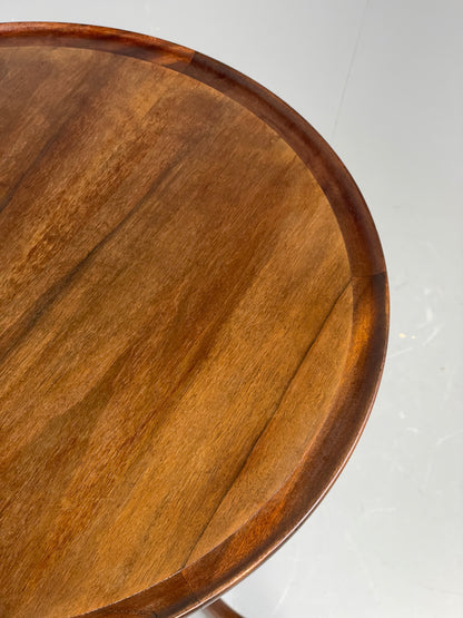 Vintage Circular Side Table 1950s Danish Walnut Mahogany Coffee Table EB12276