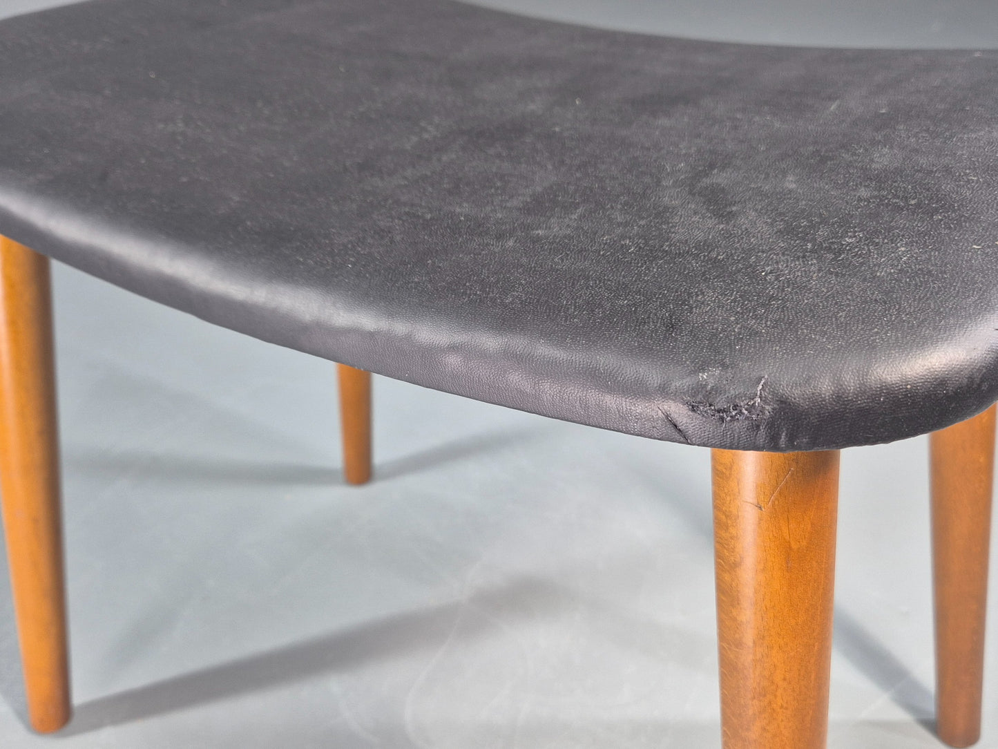 Vintage Mid Century Danish Footstool black vinyl Retro 1960s EB12093