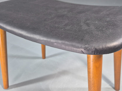Vintage Mid Century Danish Footstool black vinyl Retro 1960s EB12093