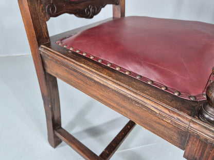 2 Antique Baroque Revival Oak Throne Chairs Late 19th Century EB12259