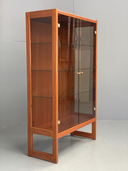 Vintage 1960s Shelving Unit Glazed Solid Teak Turnidge Of London EB12207