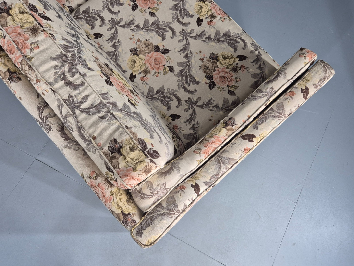 Vintage Danish 2 Seater Sofa 1970s Classical Floral Print Mid Century EB12540