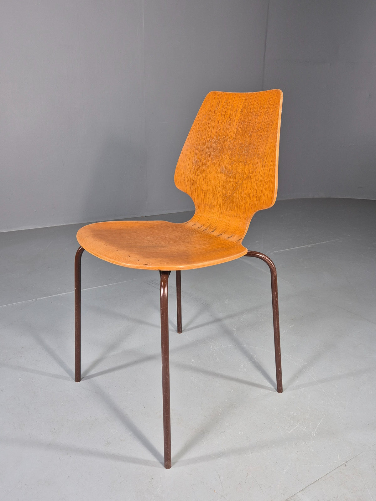 Vintage Danish Industrial Chair Oak Faced Ply 1970s Retro  EB13069