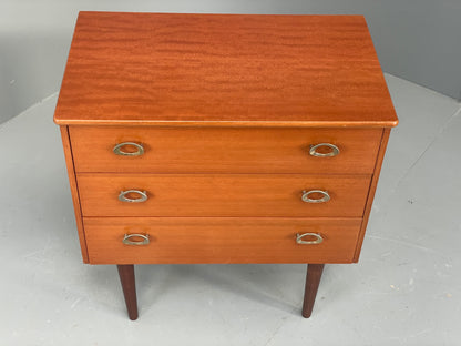 Vintage 1970s Bedside Cabinet Chest Of Drawers Cherry Wood Retro EB12296