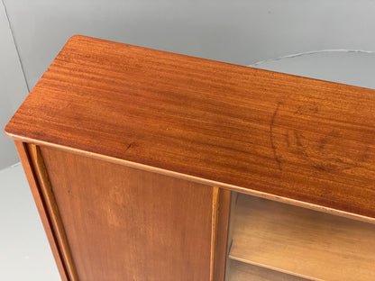 Vintage Glazed Bookcase Cabinet 1960s Mid Century Teak Shelving EB12629