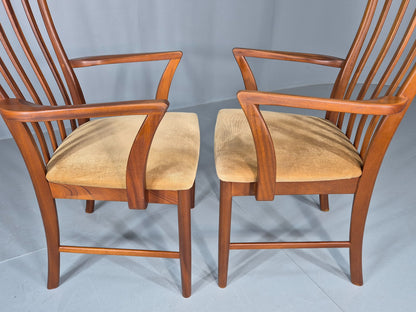 2 Vintage McIntosh Carver Dining Chairs Teak Frames Gold Velour Seats EB12181