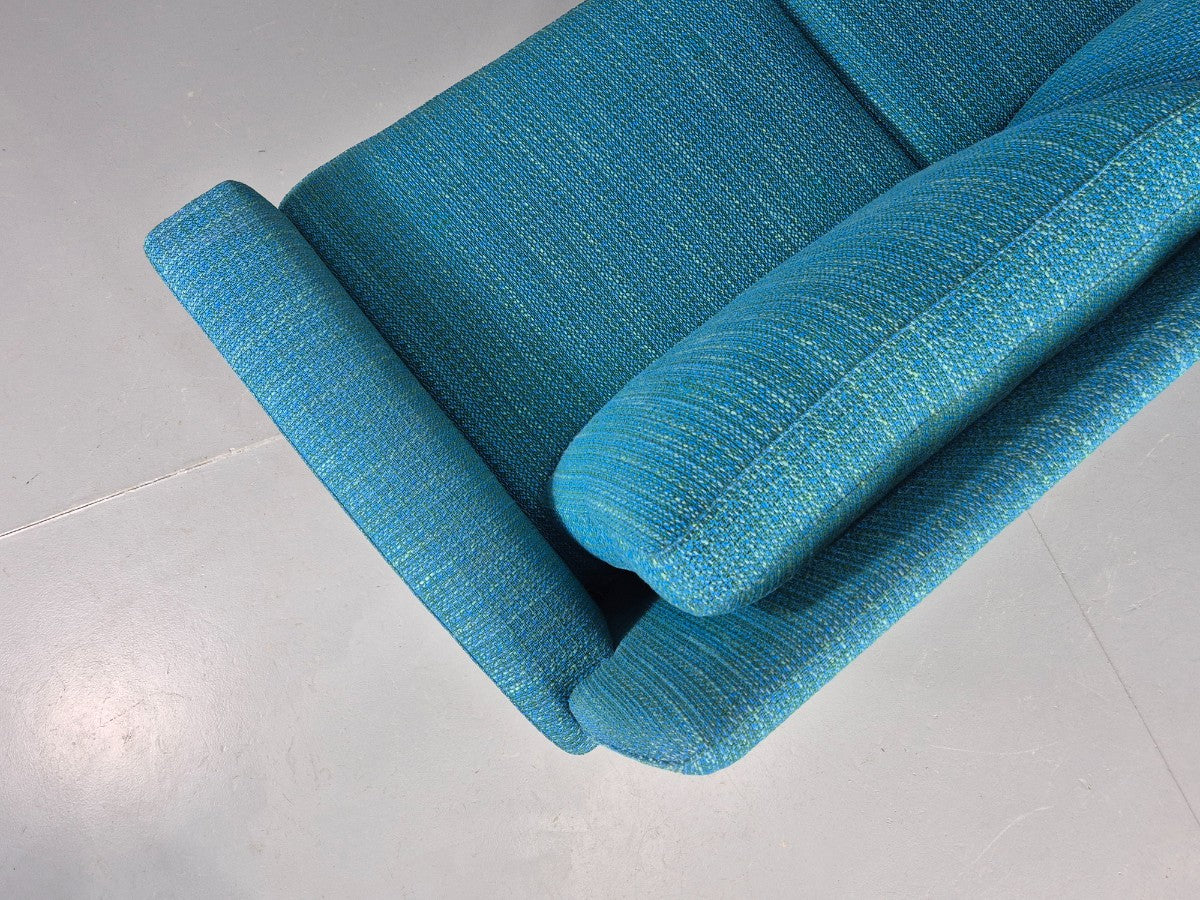 Vintage Mid Century 2 Seater Sofa Swedish 1960s Original Blue Wool Retro EB11079