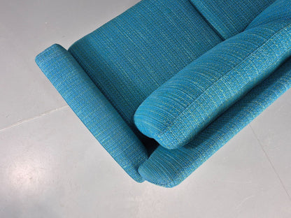 Vintage Mid Century 2 Seater Sofa Swedish 1960s Original Blue Wool Retro EB11079