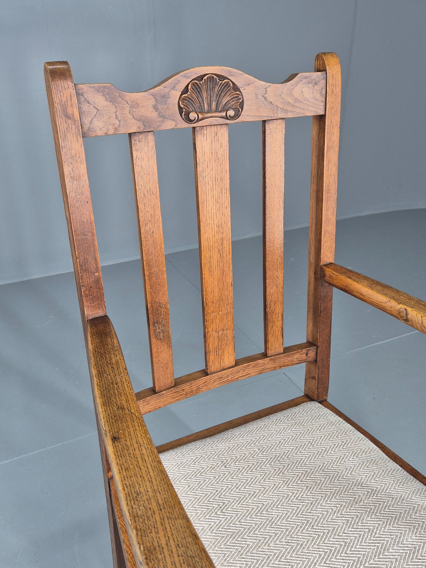 Arts and Crafts Oak Elbow Chair 1900s Antique New Seat  EB12524