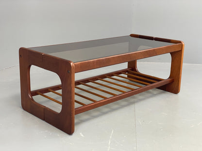 Vintage Danish Coffee Table Teak & Glass Retro 1970s Mid Century EB12304