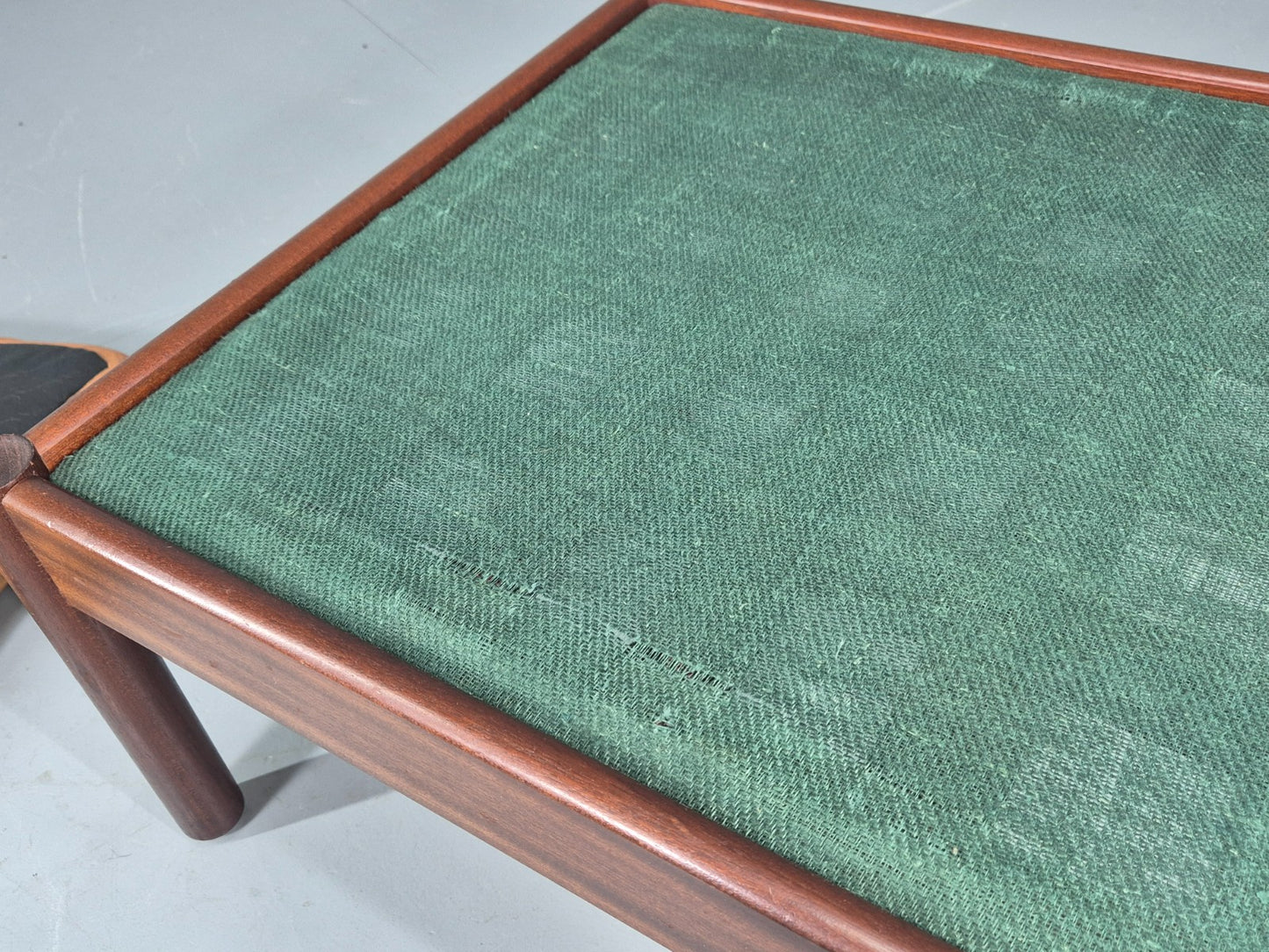 Vintage Danish Mid Century Footstool Leather upholstered Hard Wood Frame EB12009