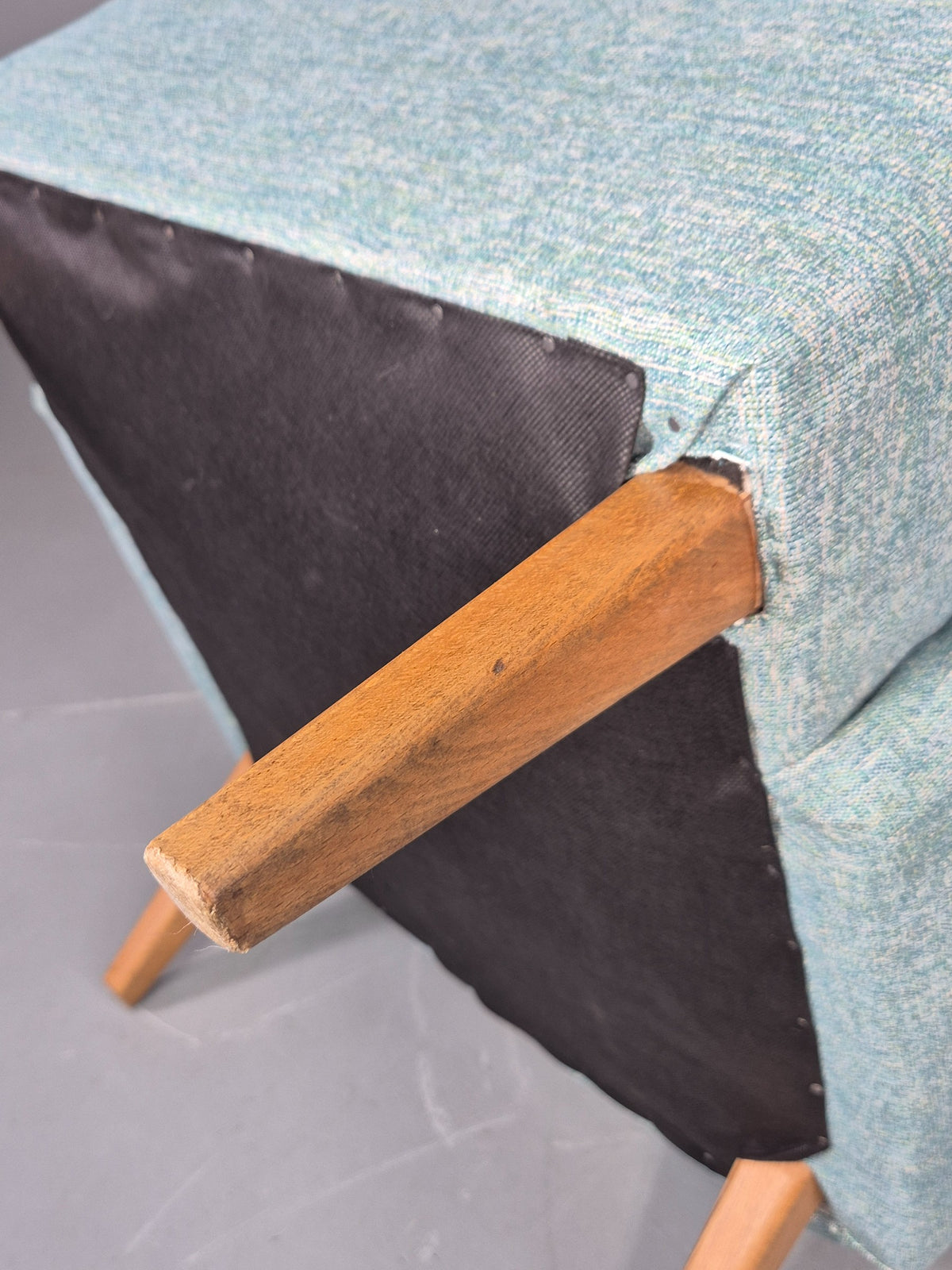 Mid Century Style Lounge Chair Newly Upholstered in Blue Retro EB9981