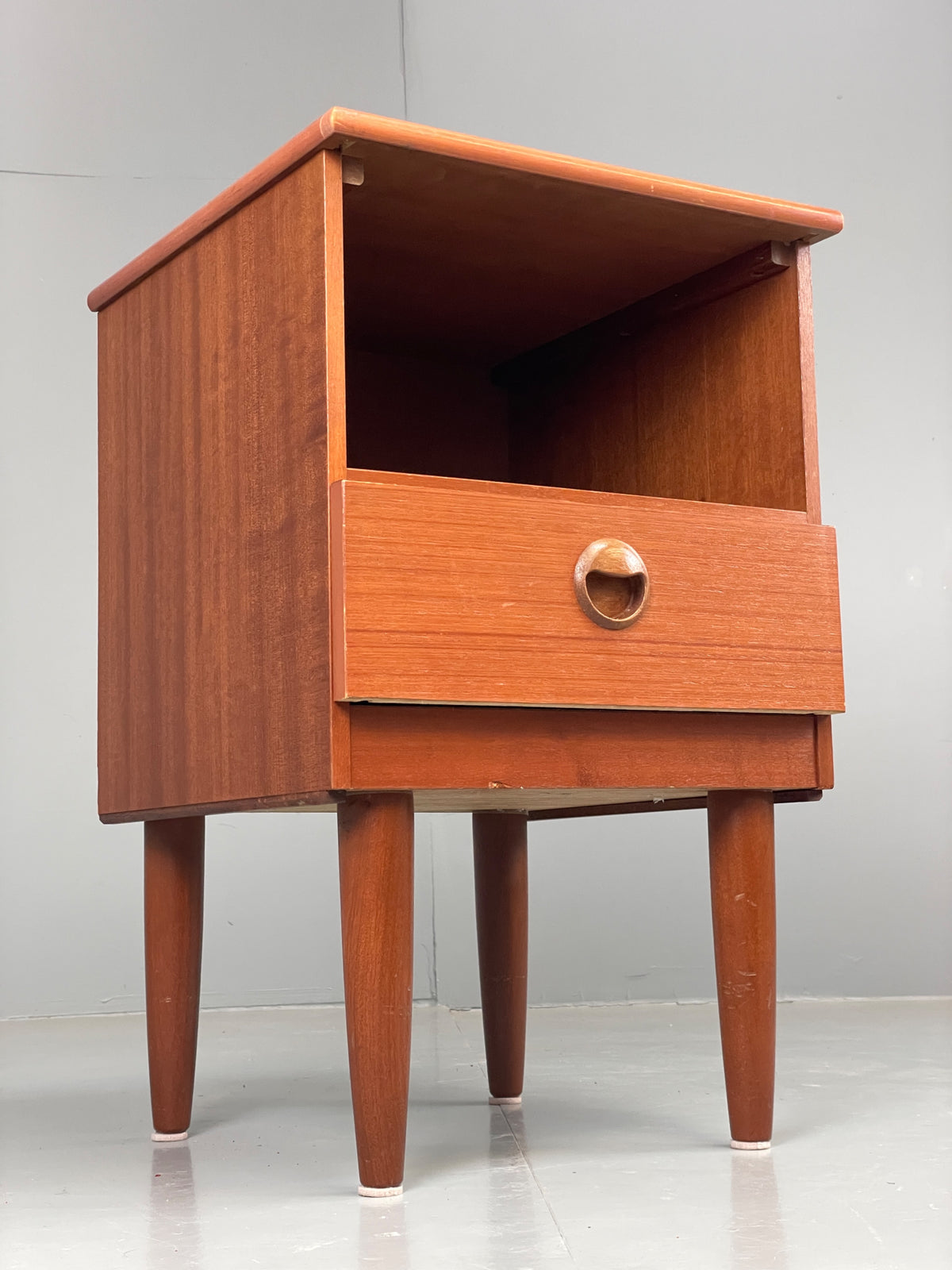 Vintage Teak Bedside Cabinet By Shreiber Mid Century Drawer Retro 1960s EB13166