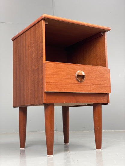 Vintage Teak Bedside Cabinet By Shreiber Mid Century Drawer Retro 1960s EB13166