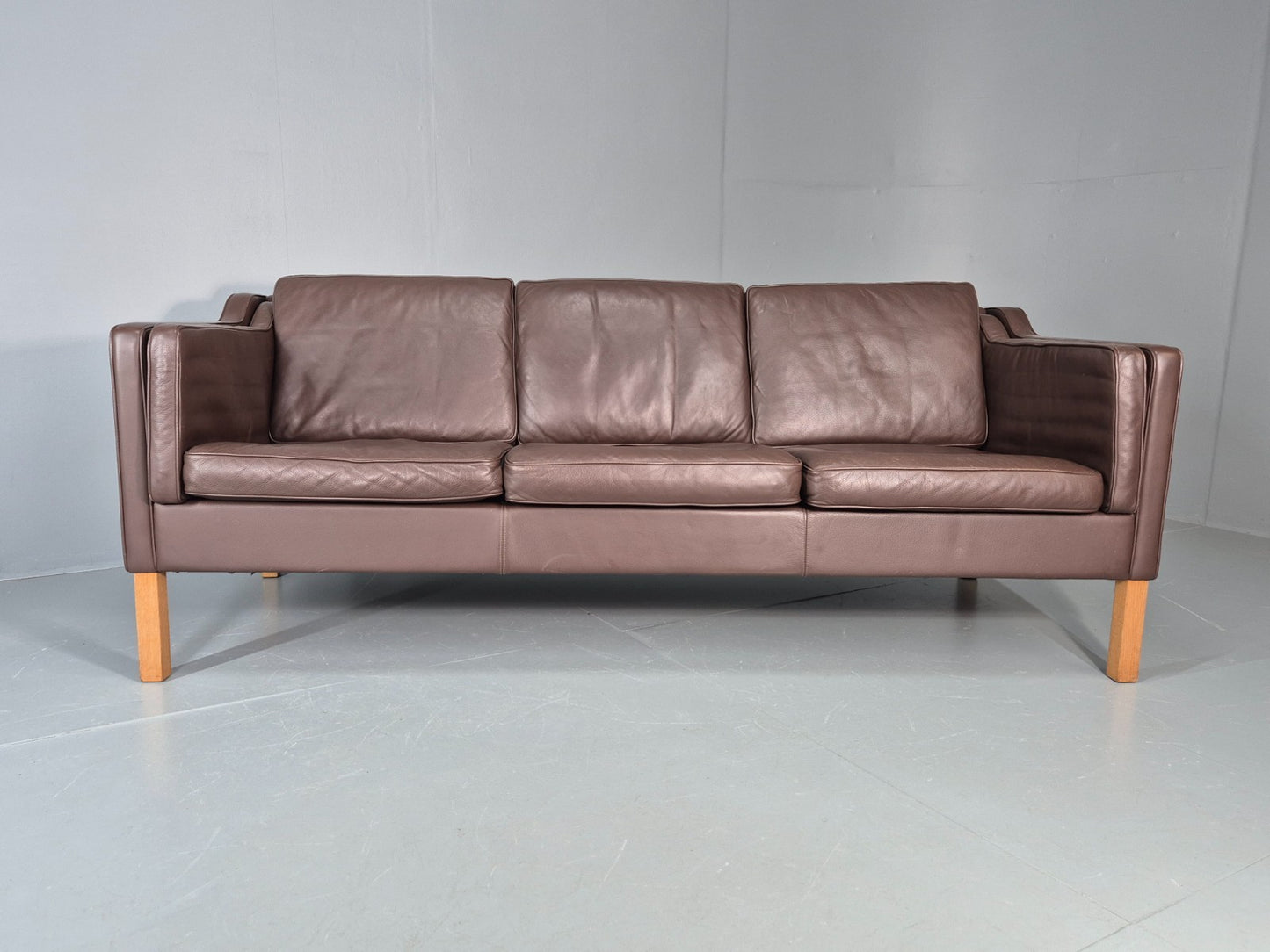 Vintage 3 Seater Sofa Mid Century Retro Brown Leather Mogensen  EB11637 M3SS