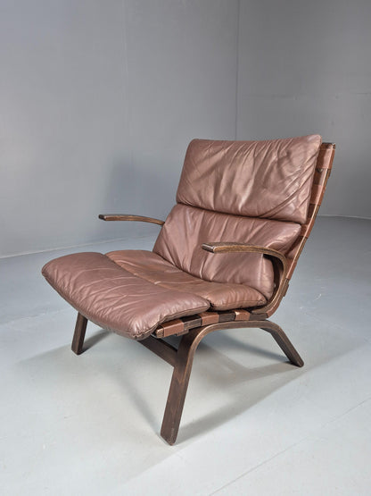 Vintage Mid Century Bentwood Danish Lounge Chair Farstup Retro 1970s EB09913