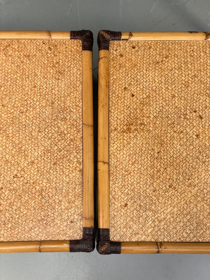 Vintage Bamboo Coffee Tables By Smania Studio Italian 1980s Pair Retro EB12512