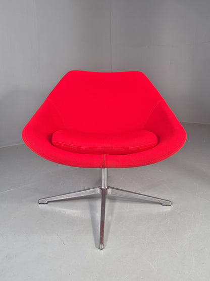 Vintage Allermuir Open Range Swivel Chair Red Fabric EB12247