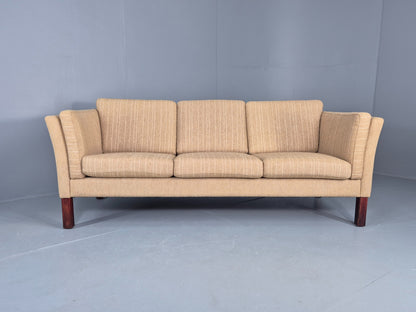 Vintage 3 Seater Sofa Danish Design 1980s Wool upholstery Retro MCM EB12543
