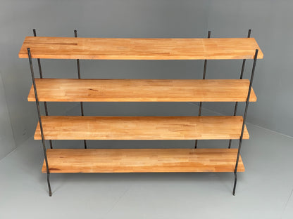 Vintage Open Shelving Unit Steel Acacia No Screws Freestanding EB12623