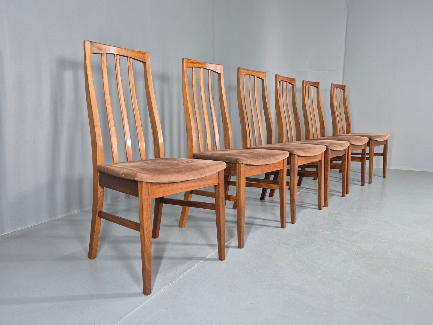 6 Vintage Mid Century Dining Chairs Teak 1970s Original Retro EB12254