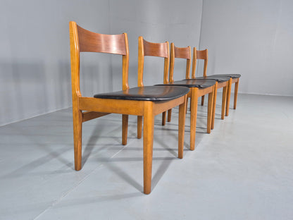 4 Vintage 1960s Dining Chairs Beech Frames Vinyl Seats Retro Mid Century EB12523
