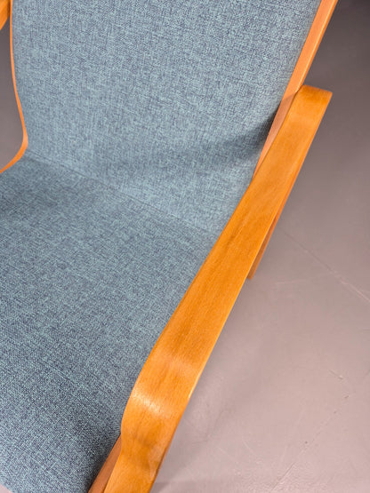Vintage Farstrup Mid Century Chair New blue Upholstery Bentwood Frame EB11211