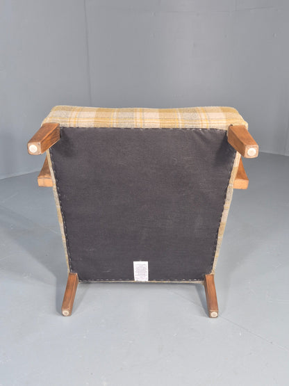 Vintage Danish Art Deco Open Armchair New Upholstery Snowshill Tartan EB12310