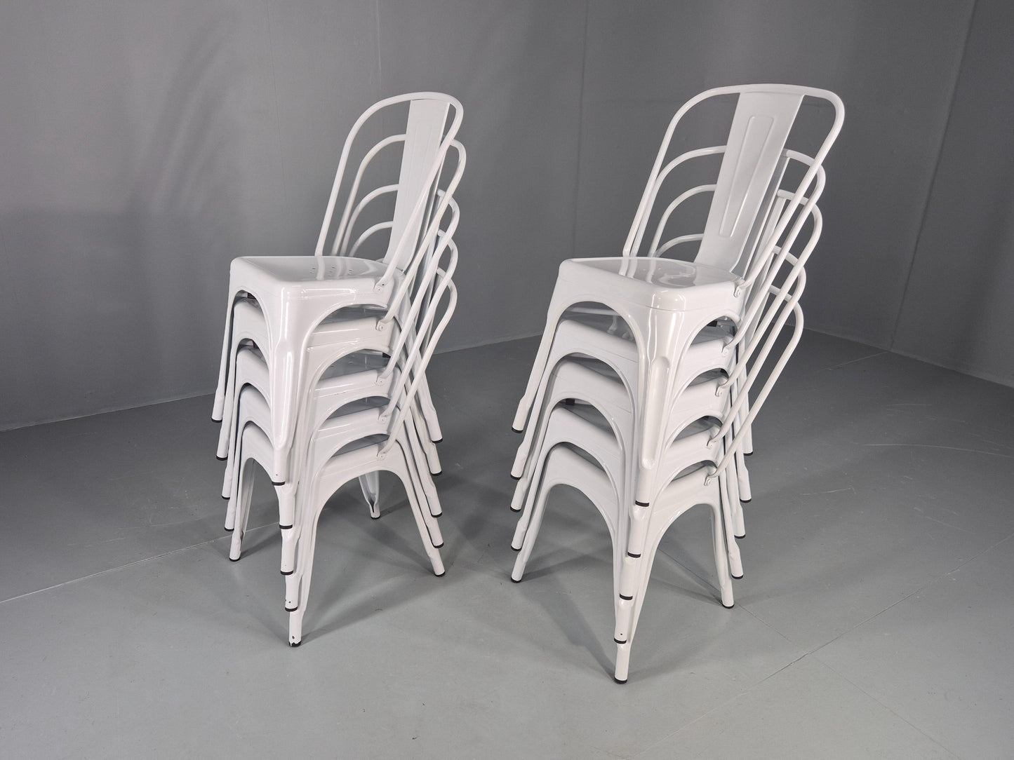 10 Off White Tolix Stlye Stacking Chair VG Condition Vintage Industrial EB12580