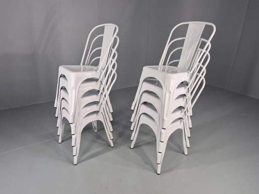 10 Off White Tolix Stlye Stacking Chair VG Condition Vintage Industrial EB12580