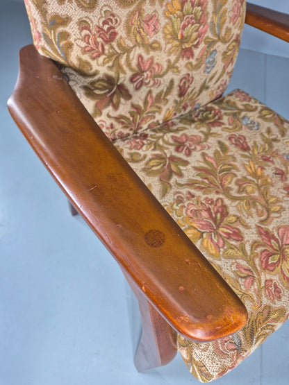 Vintage Parker Knoll High Back High Seat 1960s Lounge Chair Floral EB12798