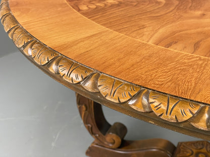 Vintage Carved Coffee Table Elm Art Deco Lion Feet 1950s EB11190