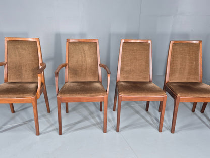 6 Vintage 1970s Nathan Dining Chairs Brown Velour Teak Retro MCM EB11921